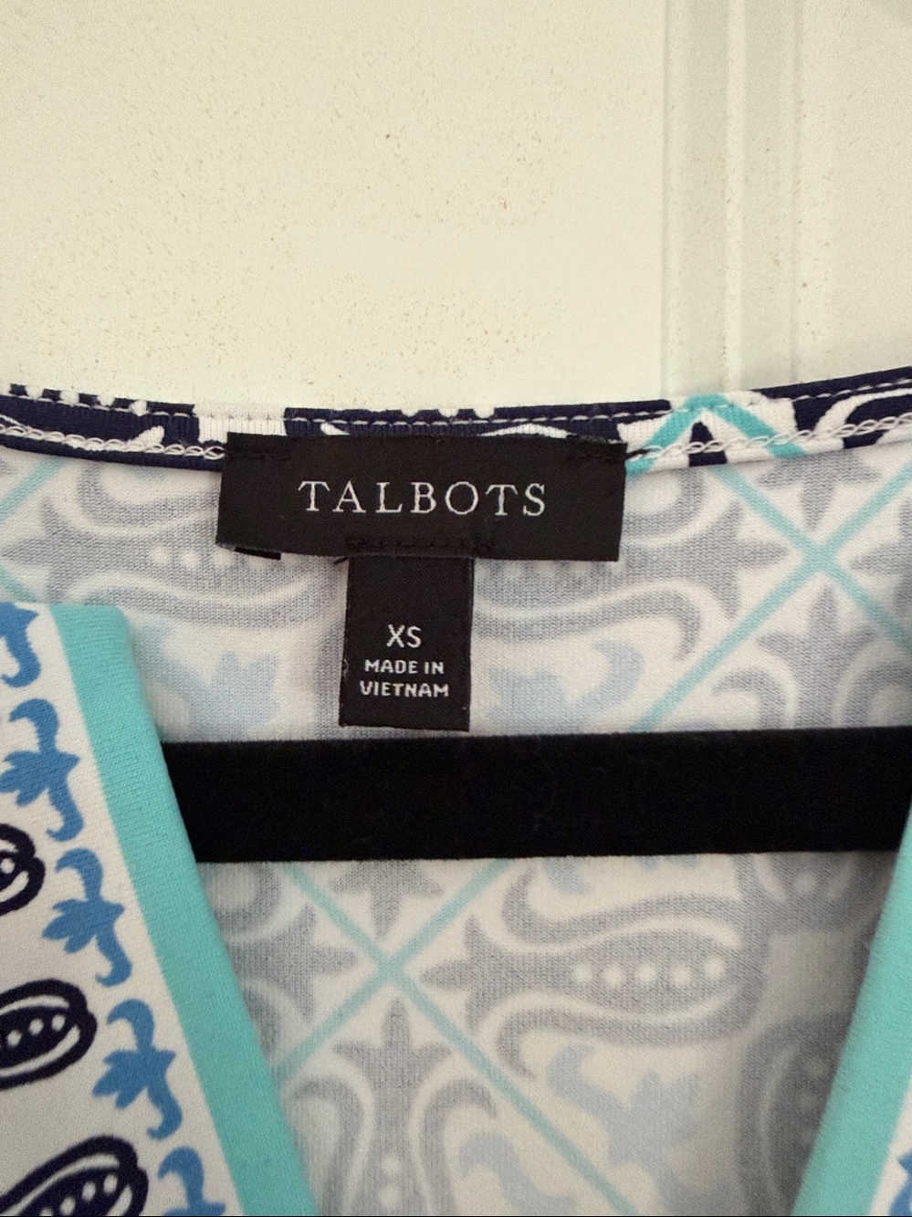 Talbots Sleeveless Blue Patterned Shift Dress - Picture 3 of 4